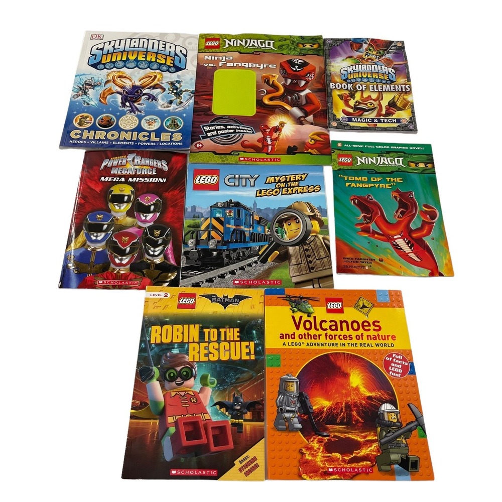 Lot Of 8 Books Volcanoes (LEGO Nonfiction) Paperback Skylanders Ninjago Bundle